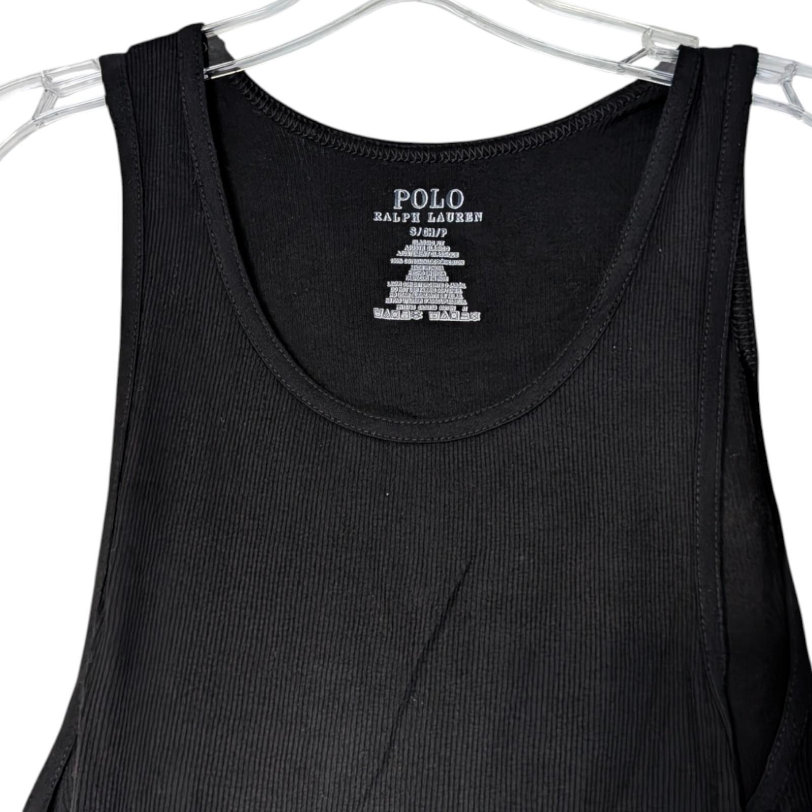 Polo Ralph Lauren Ribbed Tank Top Womens Small Black Cotton Red Pony Logo Shirt
